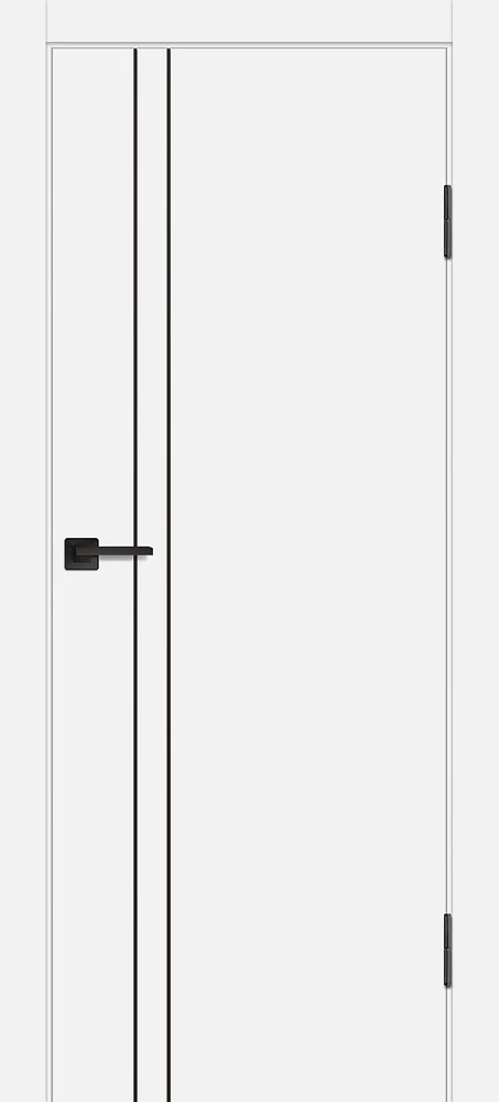 Фото Межкомнатная дверь P-20 AL черный молдинг Белый матовый