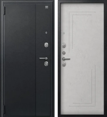 Дверь A-06 черный сатин - бетон светлый
